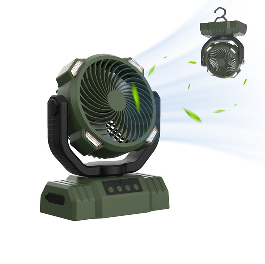 Outdoor Power Bank Camping Fan with LED Light