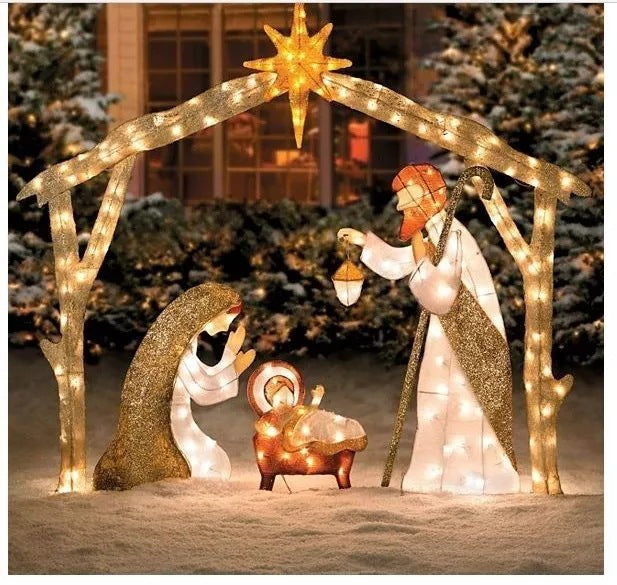Christmas Family Yard Decoration with Light String (3 Figures)