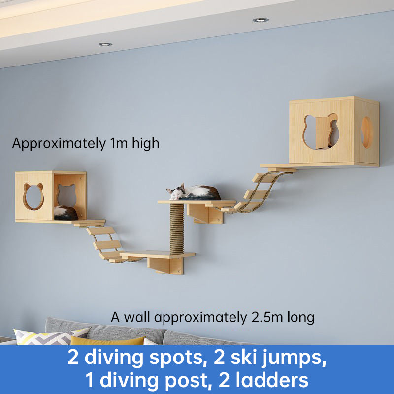 Wall-Mounted Cat Hammock & Sisal Scratch Post Set