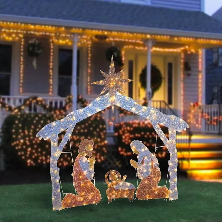 Christmas Family Yard Decoration with Light String (3 Figures)