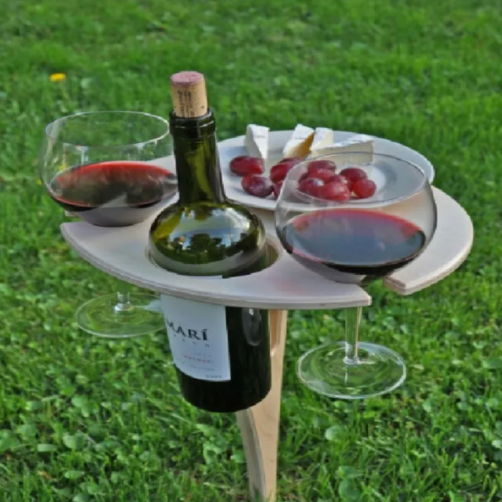 Outdoor Wine Rack | Freestanding Bottle & Glass Holder for Patio & Garden
