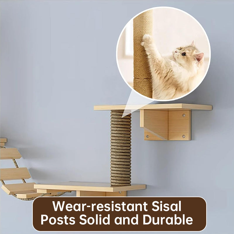 Wall-Mounted Cat Hammock & Sisal Scratch Post Set