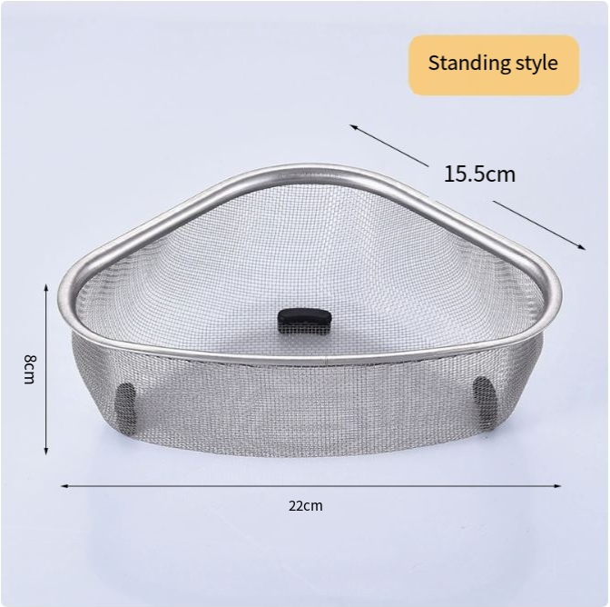 Triangular Stainless Steel Sink Drainer Basket | Corner Kitchen Strainer