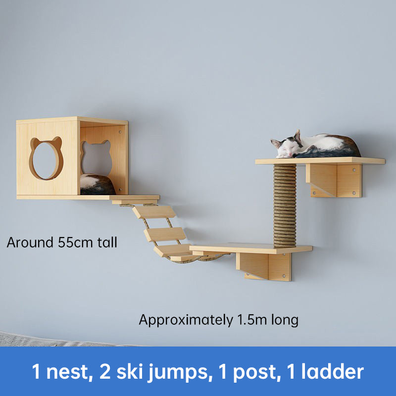 Wall-Mounted Cat Hammock & Sisal Scratch Post Set