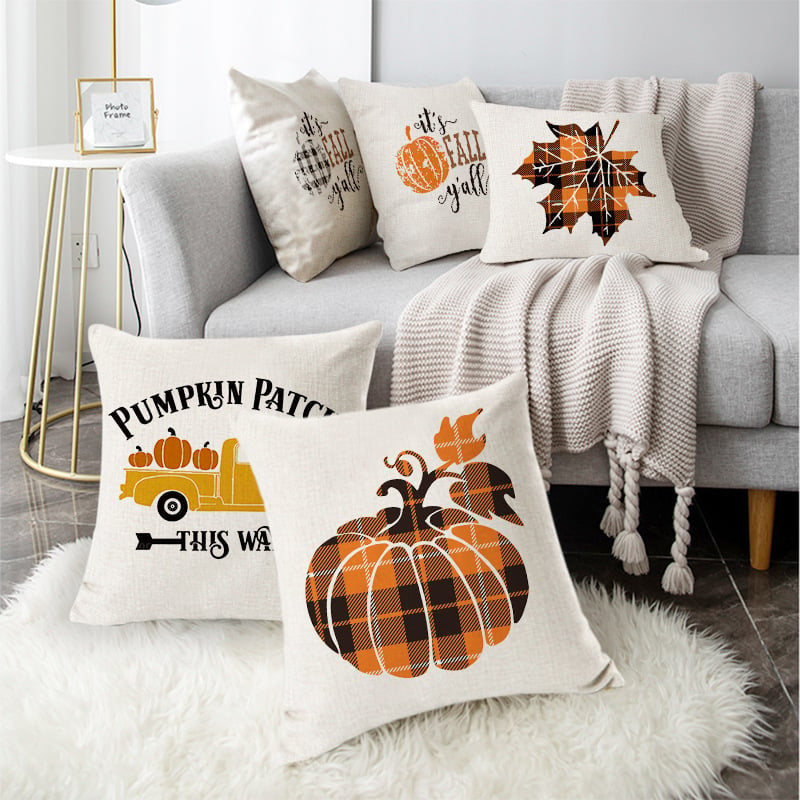 Thanksgiving Linen Sofa Cushion Pillow Cover (45x45cm)