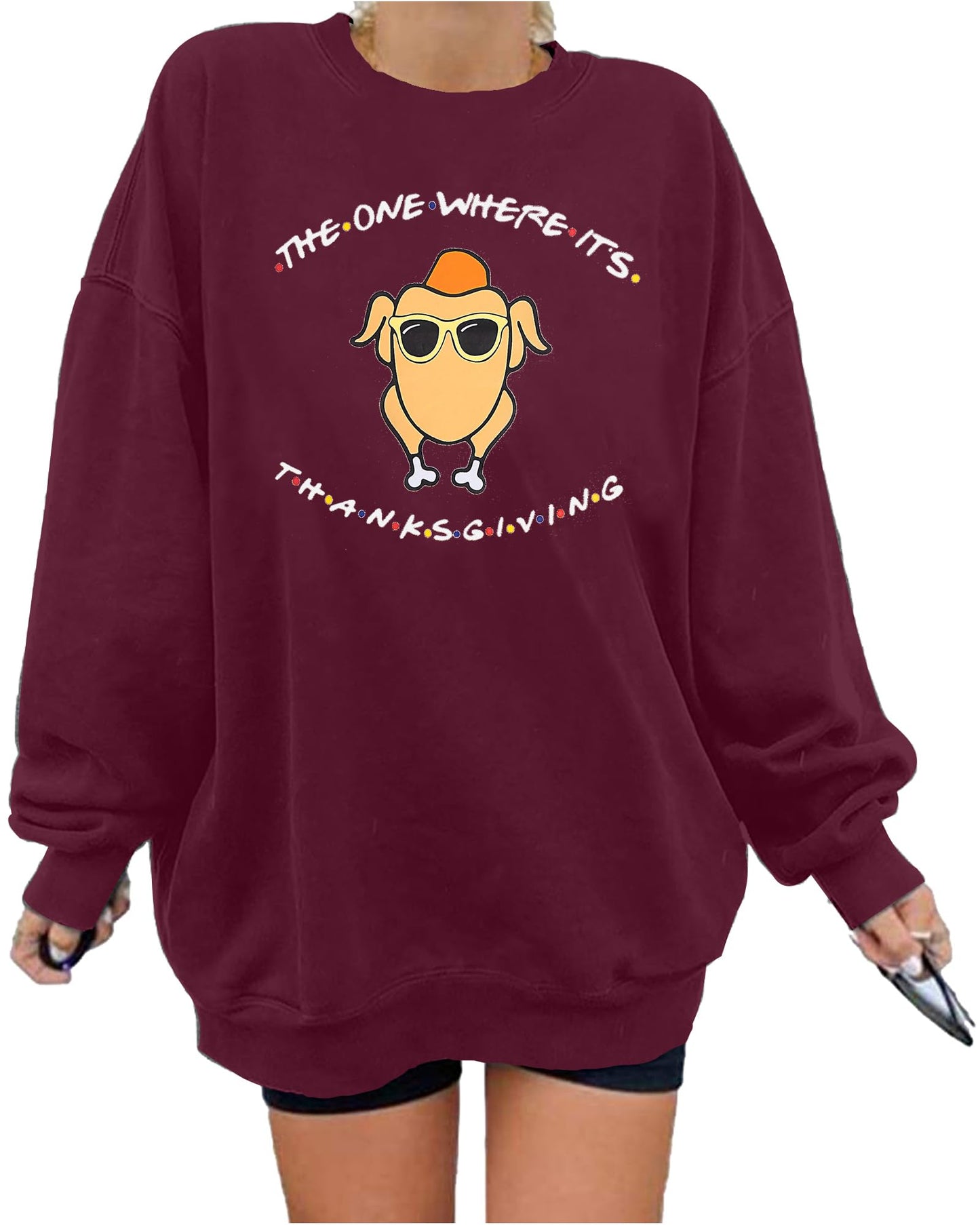 Thanksgiving Turkey Graphic Sweatshirt – Oversized Women's