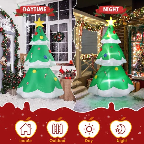 6.9 FT Lighted Christmas Inflatable Tree with Built-in LED Lights