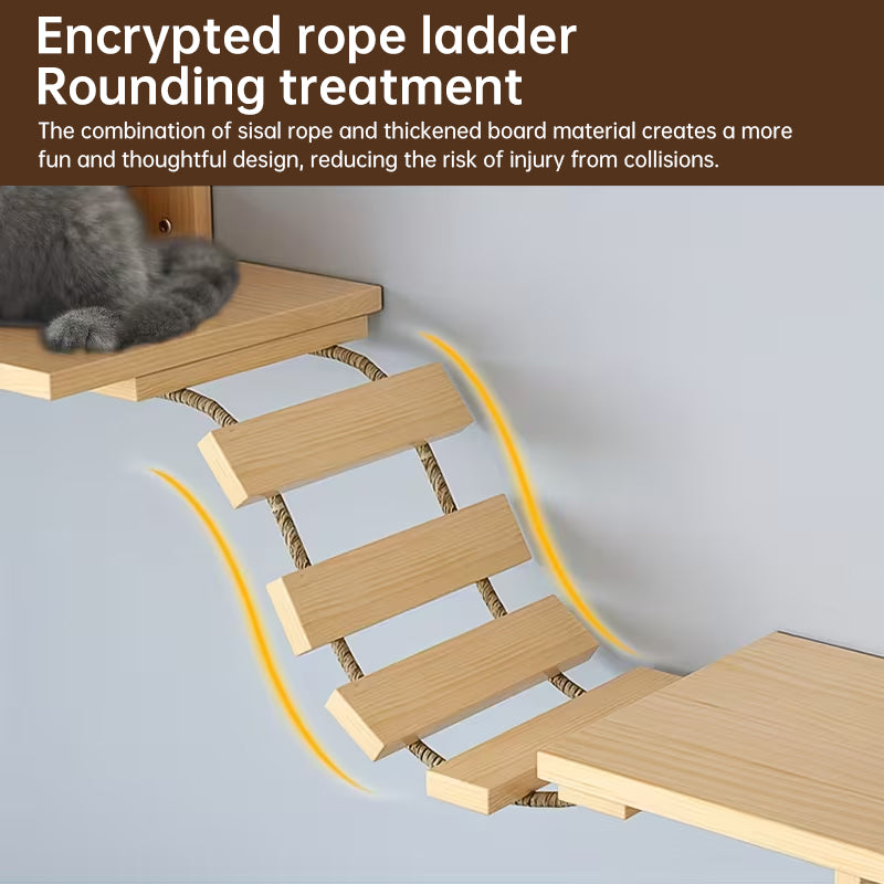 Wall-Mounted Cat Hammock & Sisal Scratch Post Set