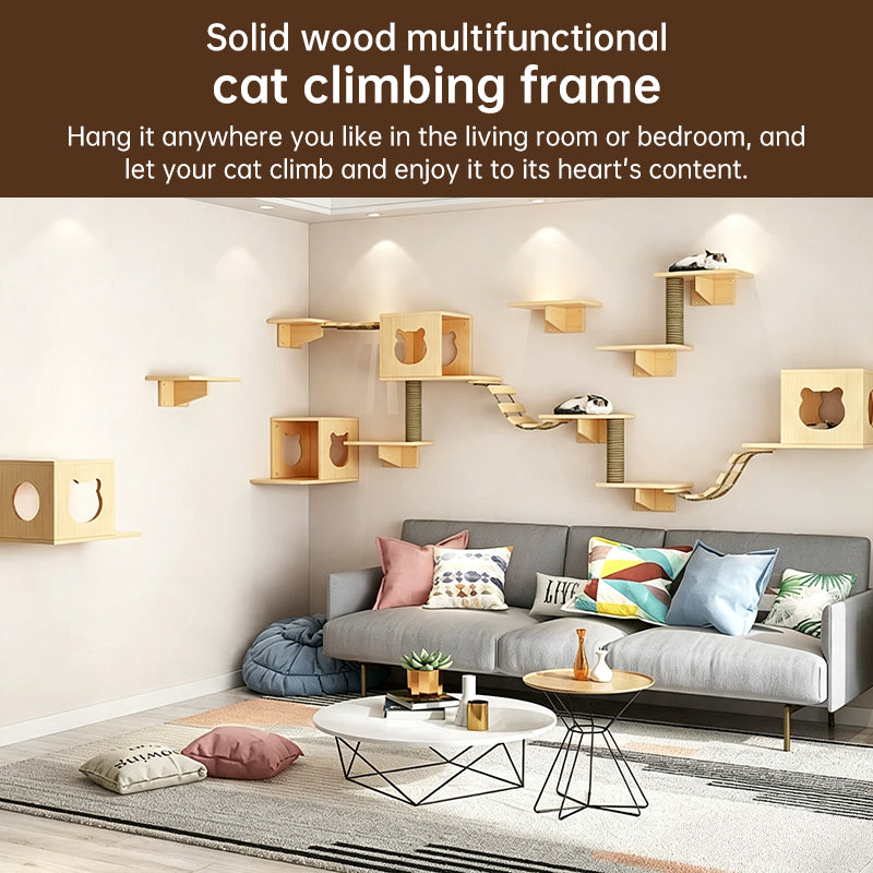 Wall-Mounted Cat Hammock & Sisal Scratch Post Set