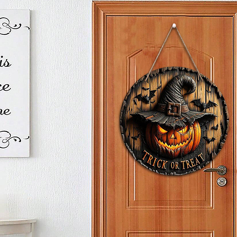 Halloween Wooden Pumpkin Door Sign