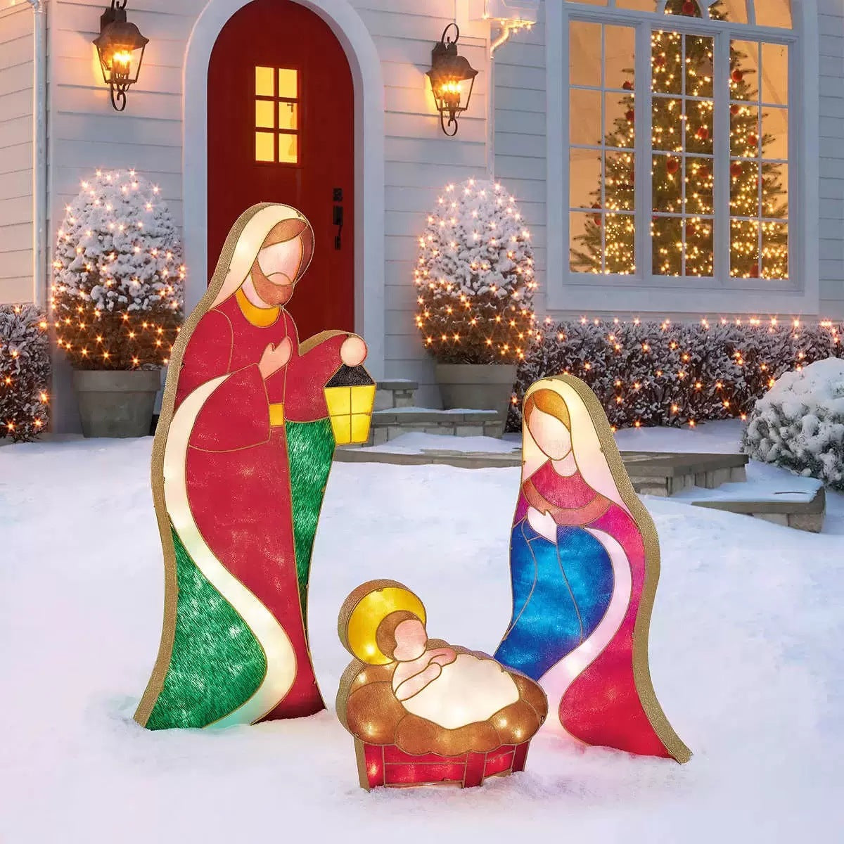 Christmas Family Yard Decoration with Light String (3 Figures)