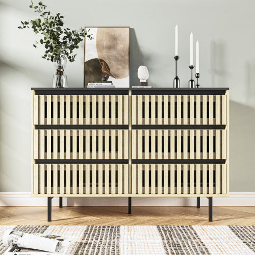 6-Drawer Bedroom Dresser | Modern Two-Tone Storage Cabinet