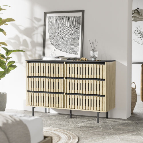 6-Drawer Bedroom Dresser | Modern Two-Tone Storage Cabinet