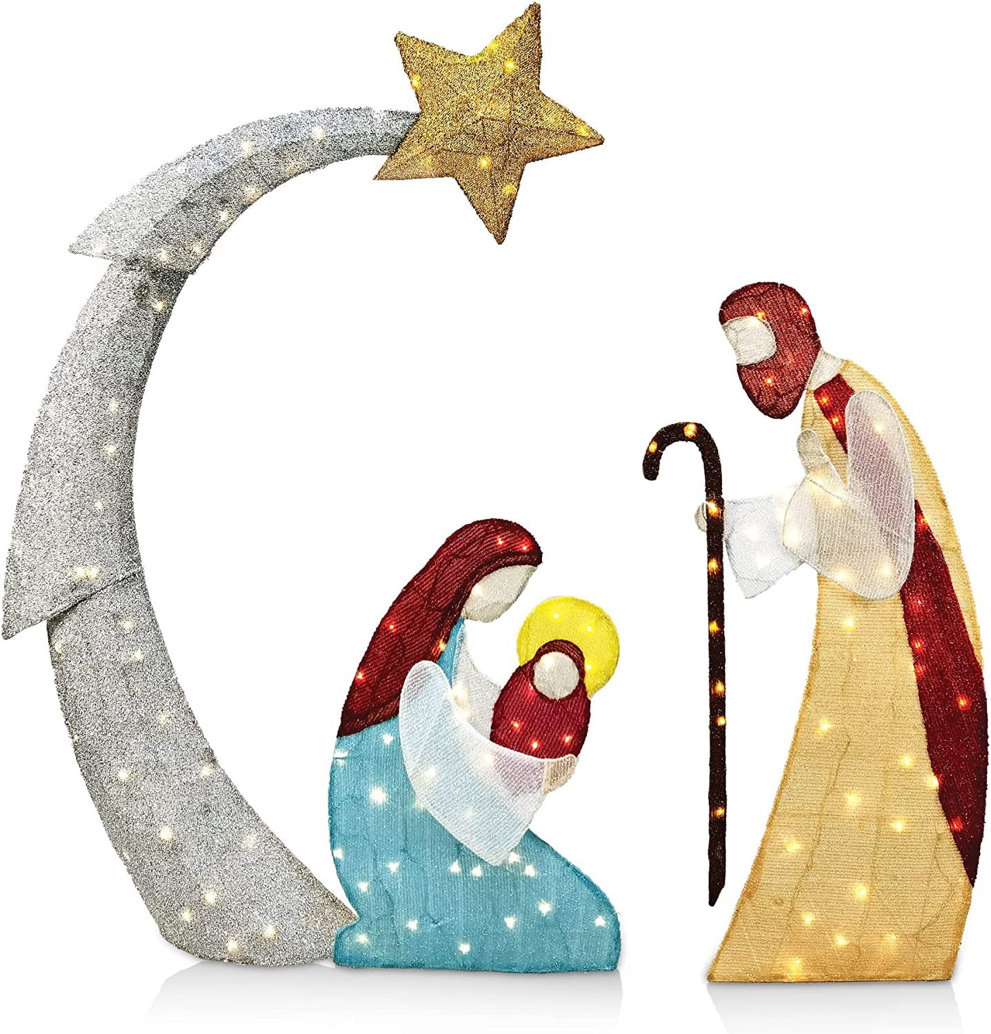 Christmas Family Yard Decoration with Light String (3 Figures)