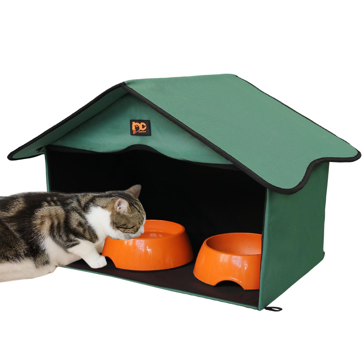 GeerDuo Outdoor Cat House – Waterproof Shelter & Feeding Station for Feral Cats
