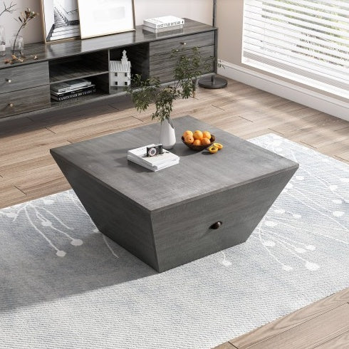 Modern Gray Ladder-Shaped Coffee Table – 33" Round MDF Living Room Table